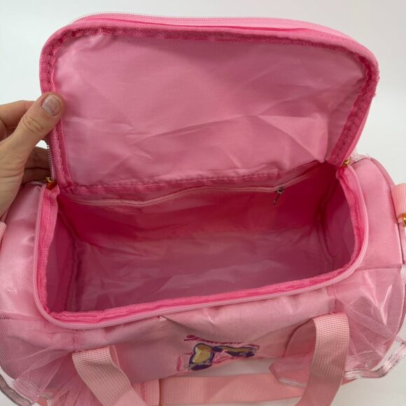 Pink Ballet Dance Duffel Bag for Girls Tutu Ruffle Gym Toddler Dance Bag - Picture 4 of 6